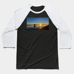 A silhouetted horse-drawn carriage on Parangtritis beach at sunset 2 Baseball T-Shirt